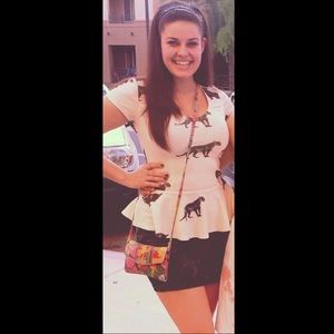 Peplum blouse with panther print